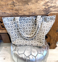 Load image into Gallery viewer, Oversized tote bag in grey Moroccan Design