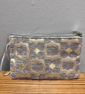 Medium Tapestry Zip Up Pouch Purse | Grey