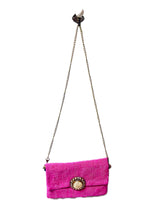 Load image into Gallery viewer, Bright pink cactus silk handbag with statement buckle