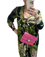 Load image into Gallery viewer, Pink Cactus Silk Handbag with Statement Buckle