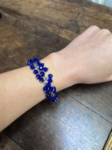 Crystal Effect Sparkly Bead Cluster Bracelet | Blue