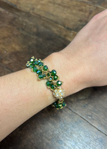 Crystal Effect Sparkly Bead Cluster Bracelet | Green