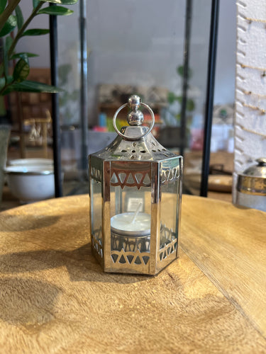 Mini Silver Lantern For Tea Lights