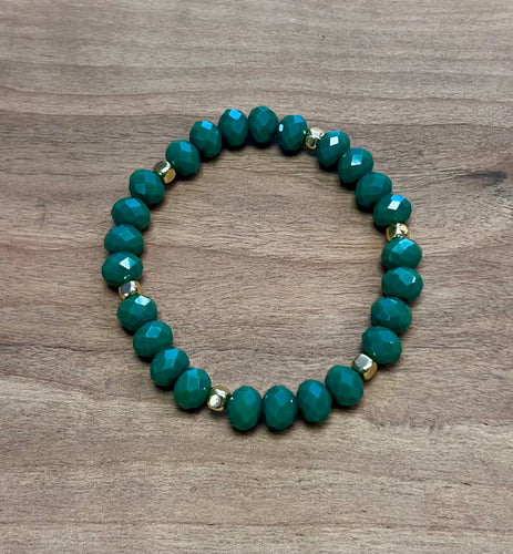 Green and Gold Faceted Bead Bracelet