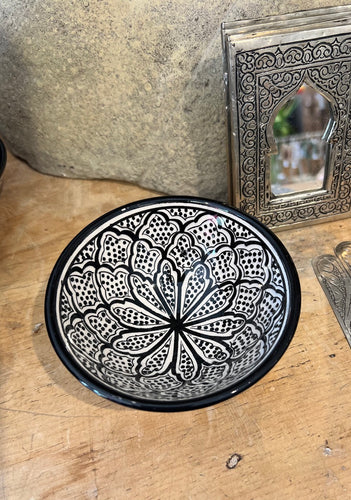 Medium black and white safi bowl handmade in morocco 