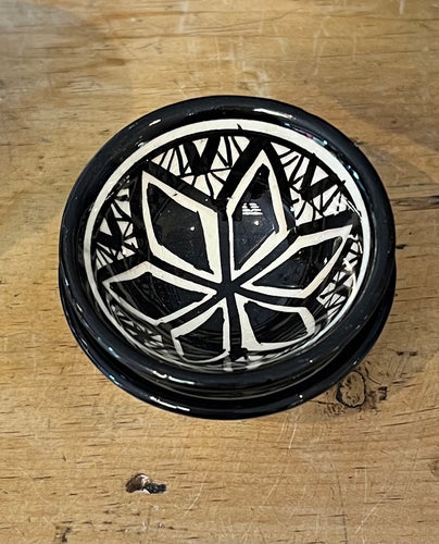 Tiny black and white Safi bowl made in Morocco