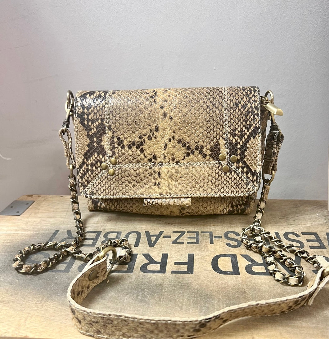 Python effect leather handbag