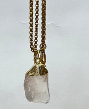 Load image into Gallery viewer, Rose Quartz Pendant on Gold Box Chain