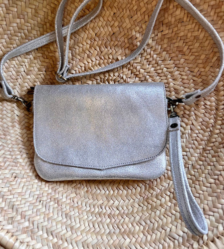 Silver small crossbody bag handmade in Marrakech