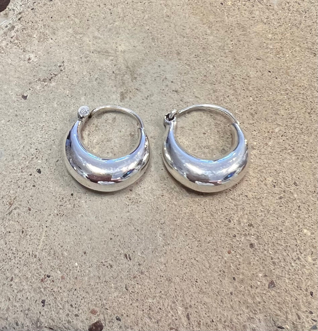 2 cm sterling silver puff hoops made in India