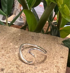 Organic wave sterling silver ring