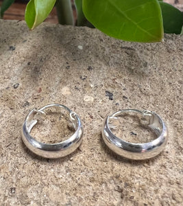tiny 1 cm chunky hoops in sterling silver