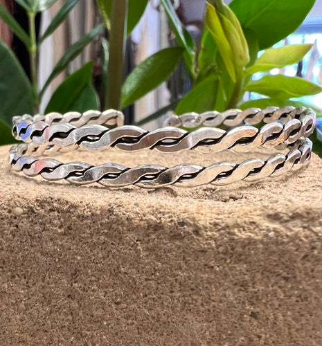 Twisted braid sterling silver cuff bracelet