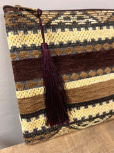 Load image into Gallery viewer, Aubergine &amp; Sand Clutch Purse with Cactus Silk Tassel