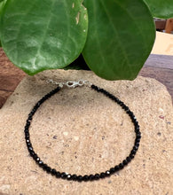 Load image into Gallery viewer, Fine black obsidian crystals on a sterling silver wire with a small extender chain and hook