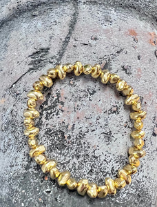 Pebble Elasticated Bracelet | Gold Plated