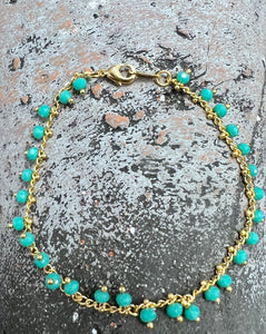 Semi-Precious Turquoise Gem Droplet Bracelet