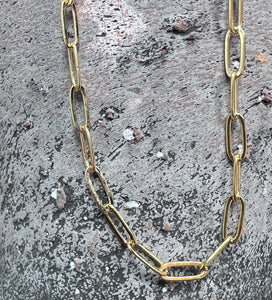 Large Oval Link 24 k Gold Plated Necklace Chain | 17 inch