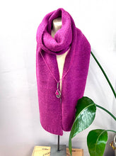 Load image into Gallery viewer, Bright pink ribbed knit winter scarf