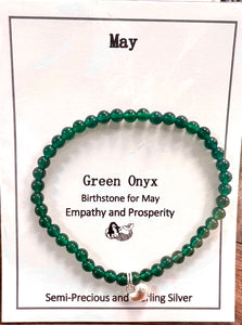 May birthstone bracelet = green onyx beads