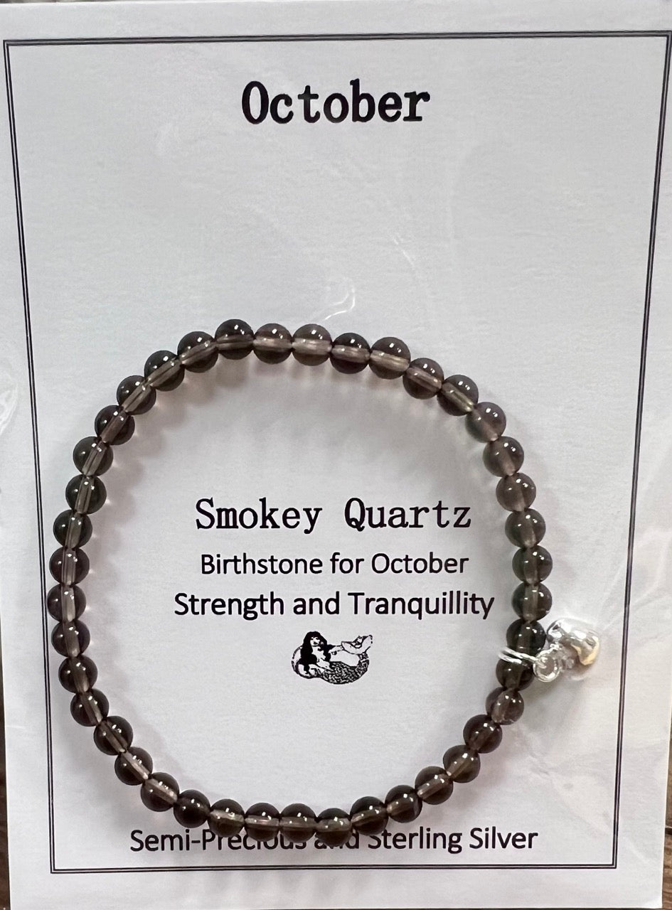 October birthstone bracelet -Smokey Quartz