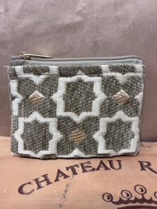Mini Tapestry Zip Up Pouch Purse | Beige