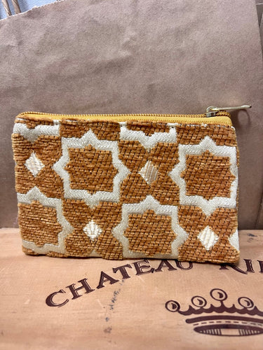 Gold tapestry coin purse with stars