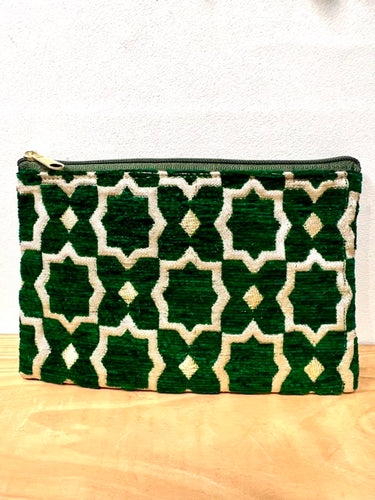 Green Moroccan Tapestry Zip up purse - large