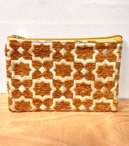 Gold  Moroccan Tapestry Zip up purse - large