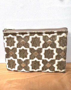 Beige Moroccan Tapestry Zip up purse - large