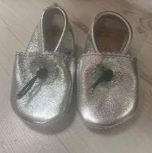 Load image into Gallery viewer, Baby Silver Moroccan Moccasin Slippers - Size 19 - 10.5cm