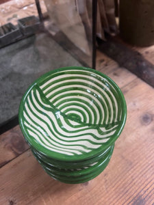 Handmade Moroccan Bowl with wavy lines in green