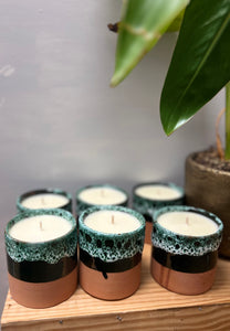 Jasmine Scented Soy Wax Candle in Glazed Terracotta Pot