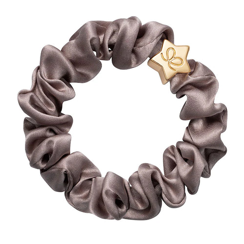 The ultimate in luxury hair scrunchies...silk tin a beautiful taupe with a gold star charm