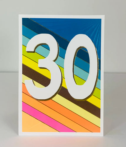 Colourful neon 30th birthday card