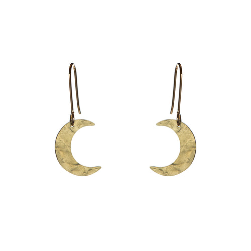 Brass crescent moon earrings on gold plated hooks