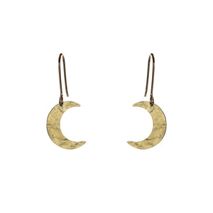 Brass crescent moon earrings on gold plated hooks