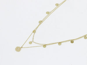 circular pendant layered necklace in gold 