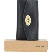 Load image into Gallery viewer, BLACK LEATHER PURSE WITH SPACE FOR NOTES, CARDS AND COINS