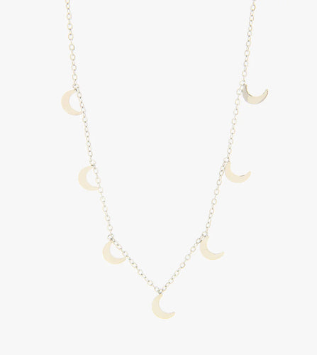 silver moon charm necklace