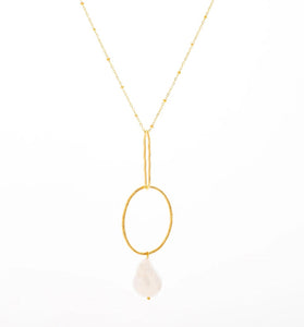 Organic Pendant Freshwater Pearl Necklace | Gold Plated