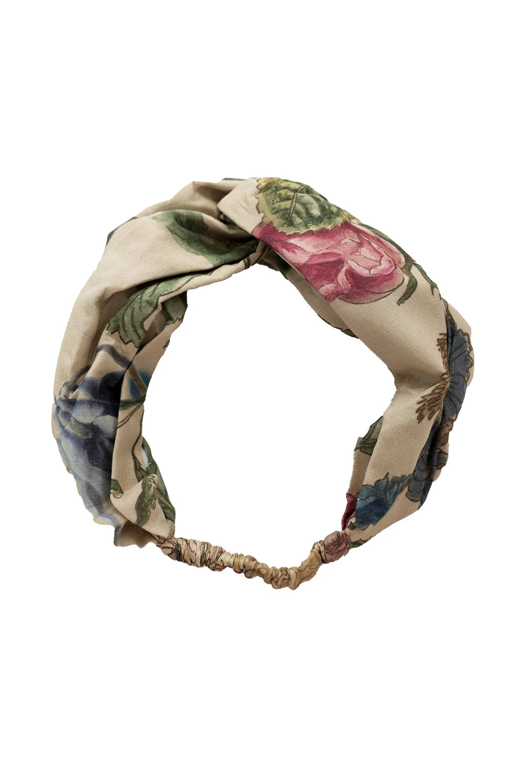 Stylish headband with floral design on a stone background