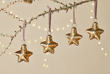 Load image into Gallery viewer, Large gold recycled antique look stars on velvet ties