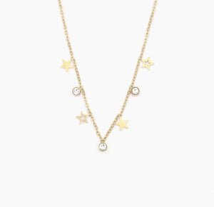 Dainty star and crystal necklace - waterproof gold jewellery