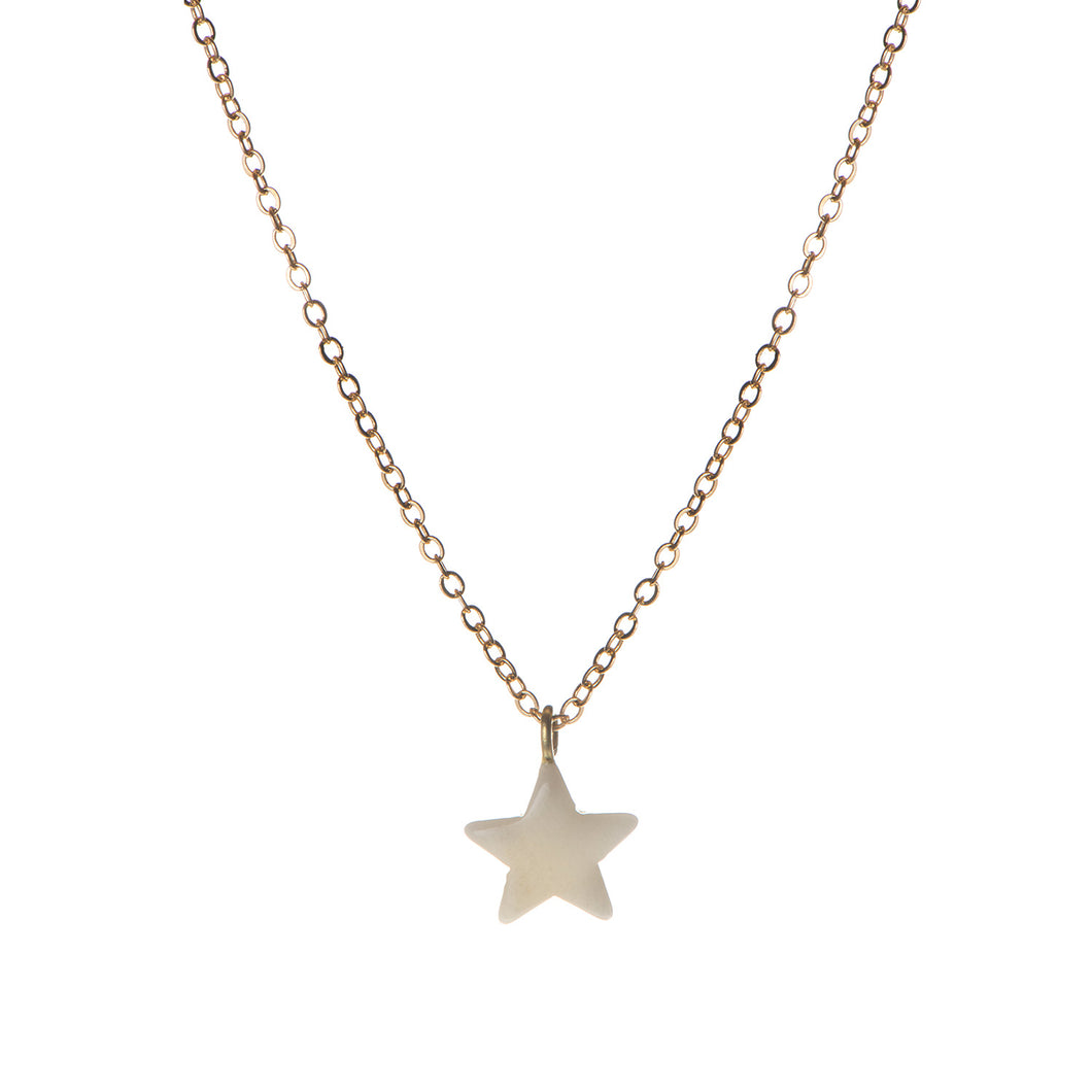 Star pendent necklace - white tagua seed star on gold plated chain