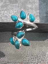 Load image into Gallery viewer, Turquoise stone in sterling silver adjustable statement ring