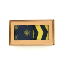 Load image into Gallery viewer, Sock box with one chevron style and one bee style sock