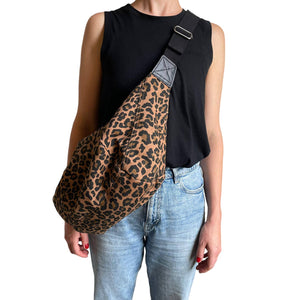 Brixton Crossbody Sling Bag - Leopard Print Brown |  Large