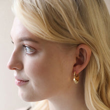 Load image into Gallery viewer, Small gold disc charm hoop earrings
