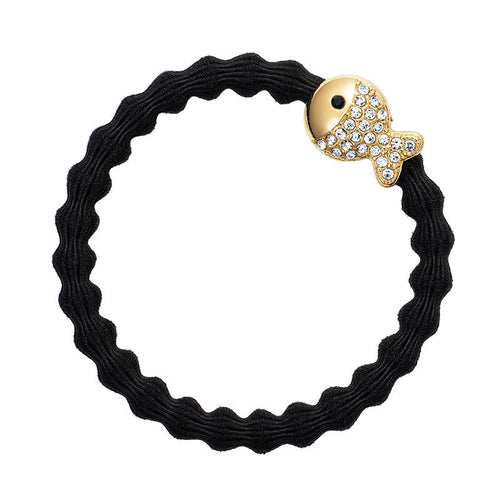 Gold Fish With Crystals Bling Bangle Band | Black